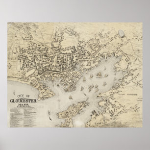 Poster Vintage Map of Gloucester Massachusetts