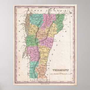 Poster Vintage Map of New Hampshire (1827)