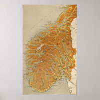 Vintage Map of Norway