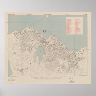 Poster Vintage Map of Reykjavik Iceland (1943)