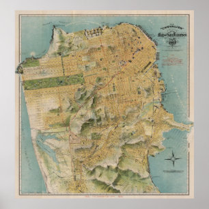 Poster Vintage Map of San Francisco (1915)
