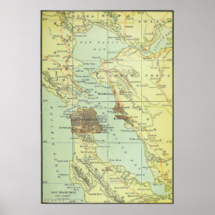 Poster Vintage Map of San Francisco California (1905)