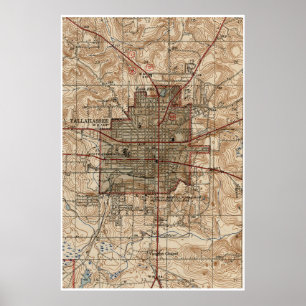 Poster Vintage Map of Tallahassee Florida (1940)