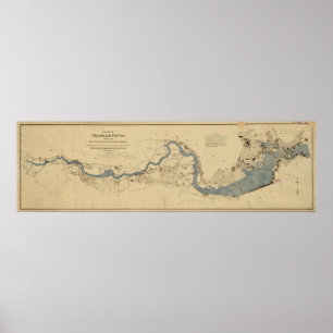 Poster Vintage Map of The Charles River (1894)