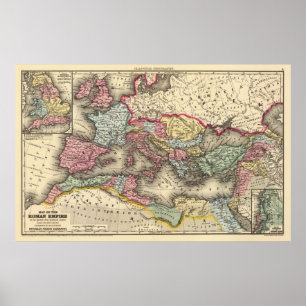 Poster Vintage Map of The Roman Empire (1873)