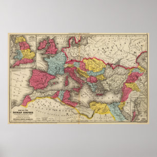 Poster Vintage Map of The Roman Empire (1875)