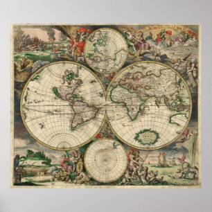 Poster Vintage Map of the World