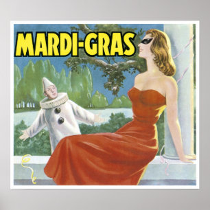 Poster Vintage Mardi Gras Fruit Crate Étiquette