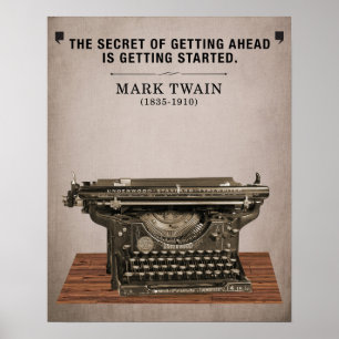 Poster Vintage Mark Twain Quote and Typewriter