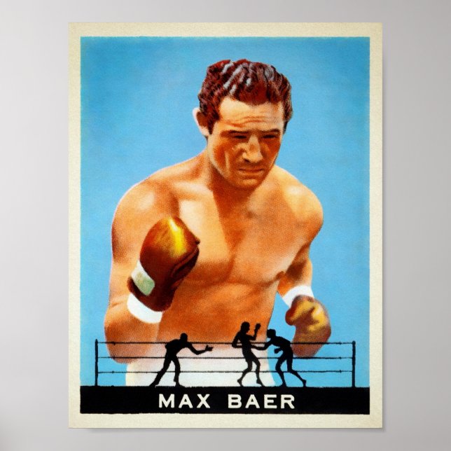 Poster vintage Max Baer Carte Cigarette (Devant)