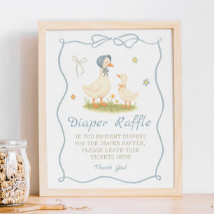 Poster Vintage Mère Goose Baby shower Déchets Raffin