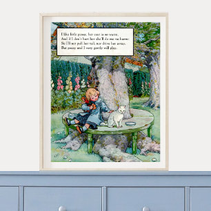 Poster Vintage Mère Goose Nursery Rhyme Kitty Nursery