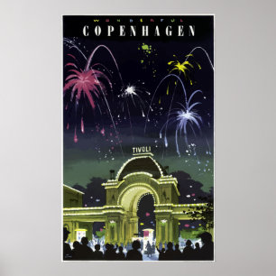 Poster Vintage Merveilleux Copenhague Travel