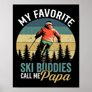 Poster Vintage Mes meilleurs potes de ski m'appellent Pap