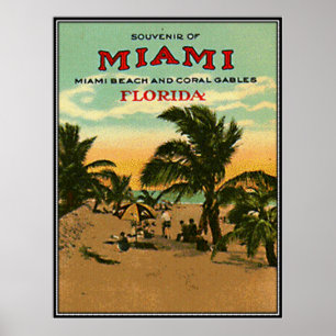 Poster Vintage Miami Beach, Floride, États-Unis -
