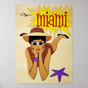 Poster Vintage Miami Florida Travel