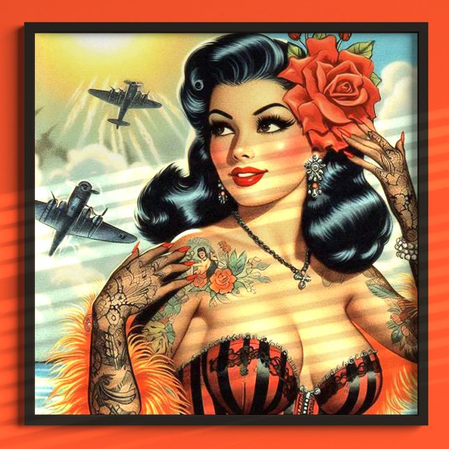Poster Vintage mignonne fille de tatouage (Créateur téléchargé)