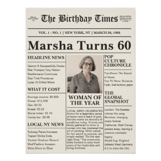 Poster Vintage Milestone Birthday Newspaper - Custom Year