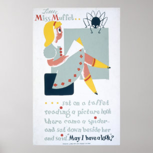 Poster Vintage Miss Muffet Lire l'affiche WPA