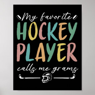 Poster Vintage Mon Joueur De Hockey Préféré M'appelle Mém