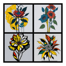 vintage mondrian flowers 4/4 all in one