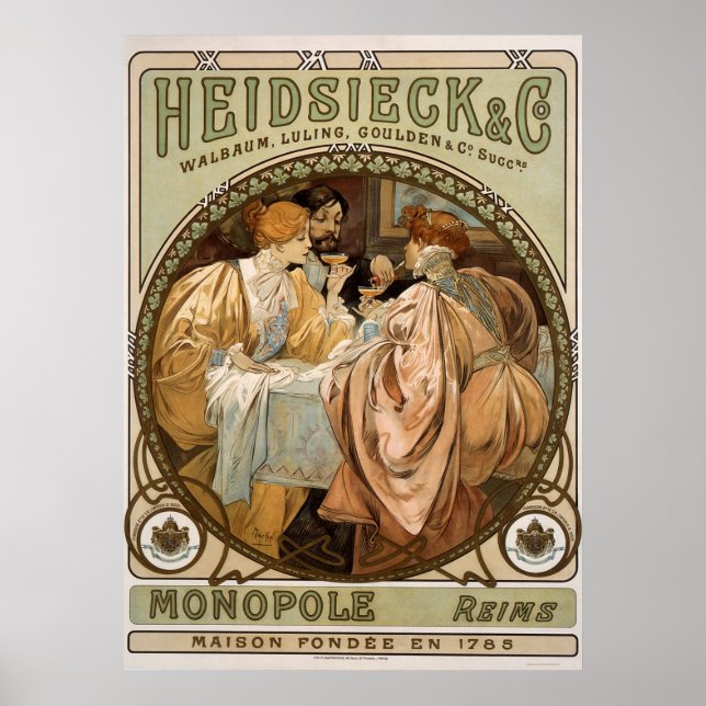 Poster Vintage Monopole, Reims Champagne Publicité Art (Devant)