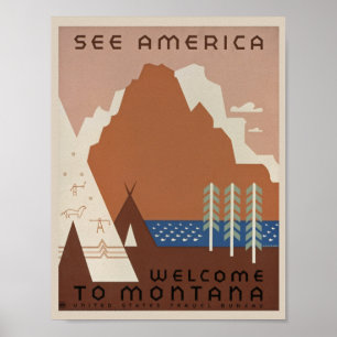 Poster Vintage Montana Travel.