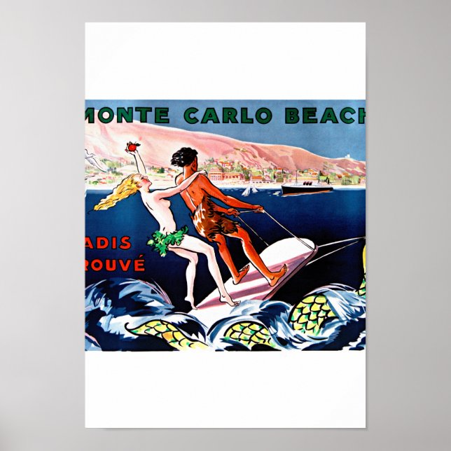 Poster vintage Monte Carlo restauré (Devant)