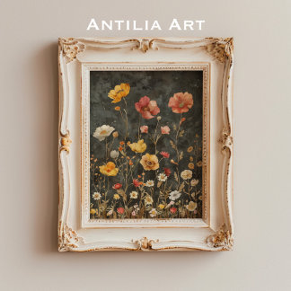 Poster Vintage Moody Dark Flower Art Floral victorien