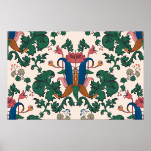 Poster Vintage motif floral transparent. Flore Art nouvea