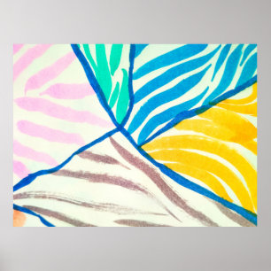 Poster vintage Motif sans couture main dessinée jardin bl