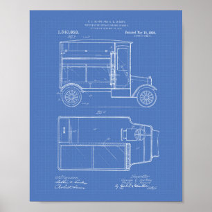 Poster Vintage Motor Vehicle 1920 Patent Art - Blueprint