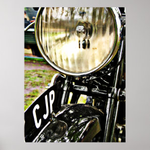 Poster Vintage motorcycle headlight and license plate