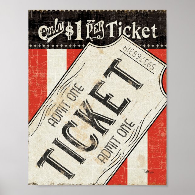 Poster Vintage Movie Ticket (Devant)
