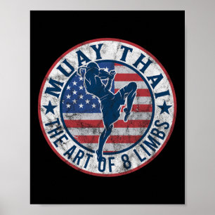 Poster Vintage Muay Thai Karate Boxe Mélange Arts Martiau