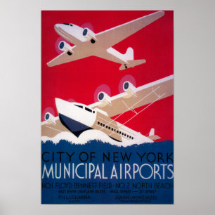 Poster vintage municipal d'aéroport de New York