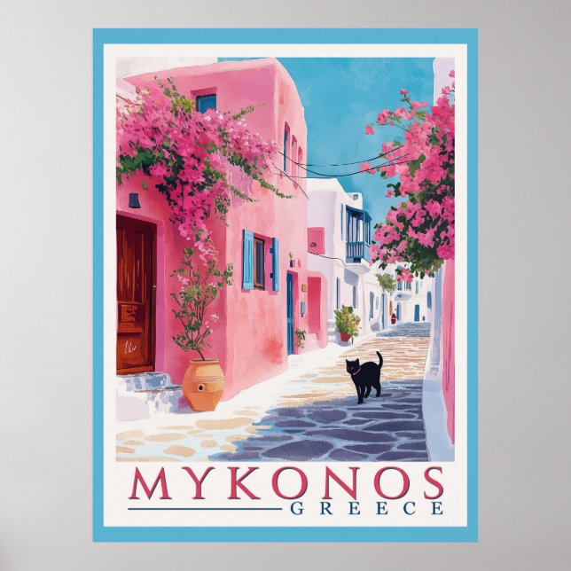 Poster Vintage Mykonos, grec (Devant)