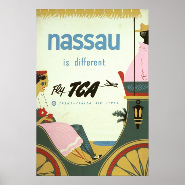 Poster Vintage Nassau Bahamas Travel (Devant)