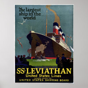 Poster Vintage Nautique SS Leviathan Voyage de croisière
