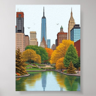 Poster Vintage New York City Central Park