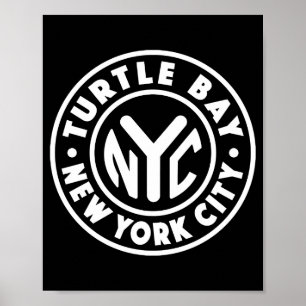 Poster Vintage New York City Circle Turtle Bay Blanc 