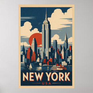 Poster Vintage New York City Travel