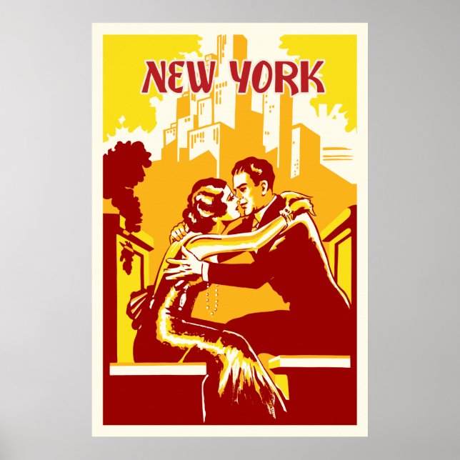 Poster vintage New York - Couleurs chaudes (Devant)