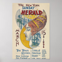 Poster vintage New York Sunday Herald Cover