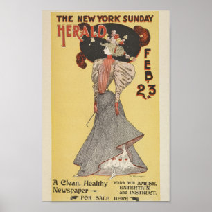 Poster vintage New York Sunday Herald Cover