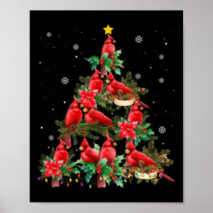 Poster Vintage Noël Cardinal Oiseaux Snowings Noël Tre
