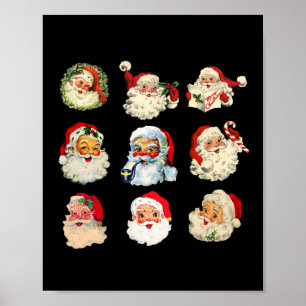 Poster Vintage noël santa claus visage fun vieux mode