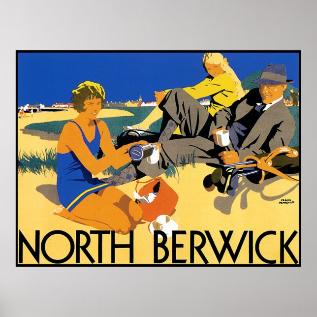 Poster vintage North Berwick Beach (Devant)
