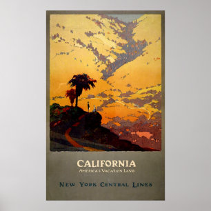 Poster Vintage NY Central Lines California Travel