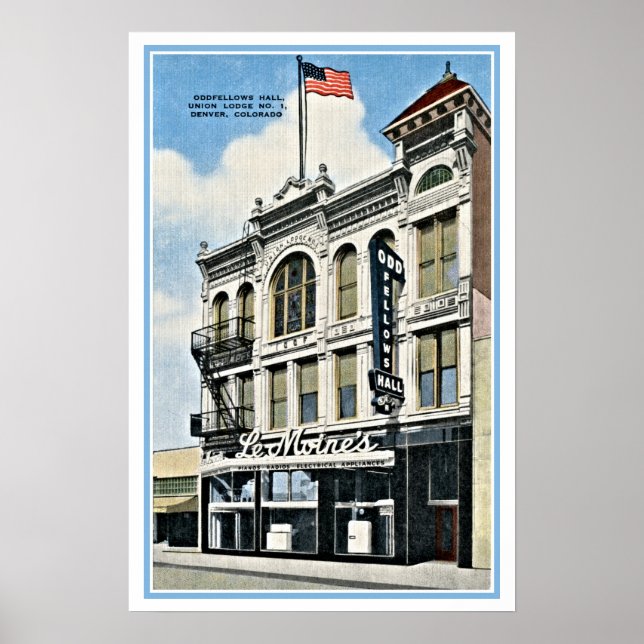 Poster Vintage Oddfellows Hall, Denver, Co (Devant)